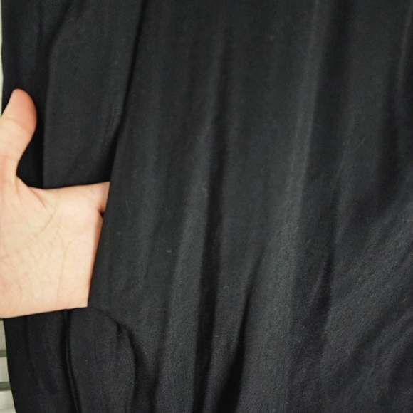 🌞Rabens Saloner Black Boxy Dolman Sleeve Viscose Tunic Kaftan Dress Pockets S/M - Picture 9 of 12